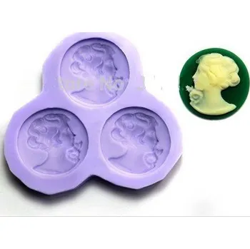 Silikonová forma - ozdoby kruh Lady 3 ks prům 30 mm