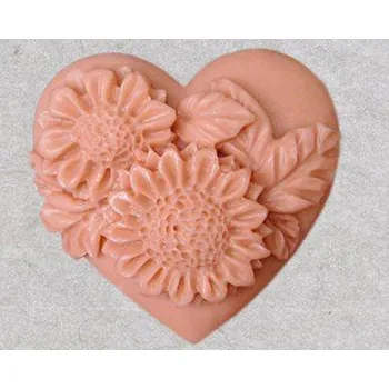 Silikonová forma - Srdce slunečnice 65 x 65 x 30 mm