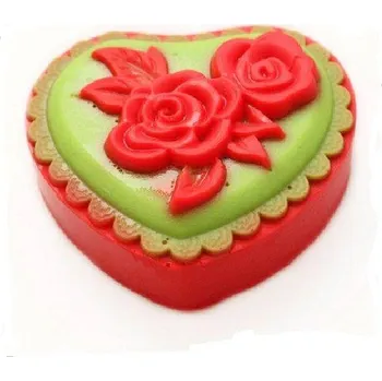 Silikonová forma - Srdce s růžemi III 70 x 65 x 30 mm