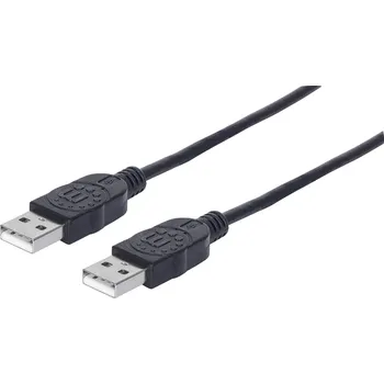elektrický kabel Manhattan USB kabel USB 2.0 USB-A zástrčka, USB-A zástrčka 1.00 m černá fóliové stínění, UL certifikace, pozlacené kontakty 353892