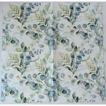 Papírový ubrousek Ubrousek na decoupage - Květiny - Zelené listy