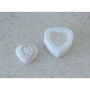 Silikonová forma - Srdíčko zdobené 52 x 48 x 27 mm