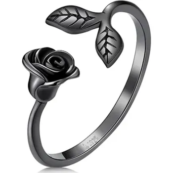 Prsten For Silver Vintage prsten černá Růže - Stříbro 925