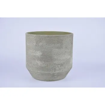 Květináč Obal na květináč keramický PORTO, pr.24x22cm, zelená|CEMENTE GREEN|Ego Dekor