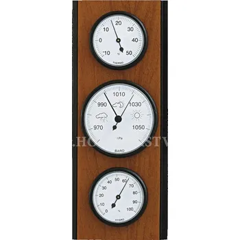 Barometr Barometr s teploměrem a vlhkoměrem na dřevěné podložce B203099