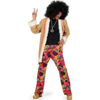 Karnevalový kostým Wilbers - Pánský kostým hippie béžový - XXXL