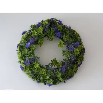 Velikonoční dekorace Jarní věneček prům. 20 cm - ZELENO-FIALOVÝ