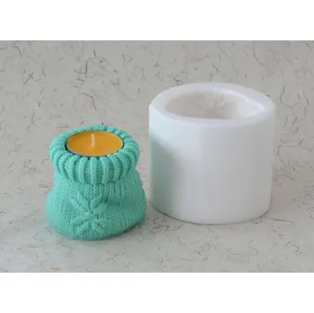 Svícen Silikonová forma - svícen Pletený pytlík 1 na čaj. svíčku