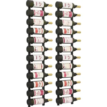 Stojan na víno Nástěnný stojan na víno na 12 lahví 2 ks černý železný IM_282467