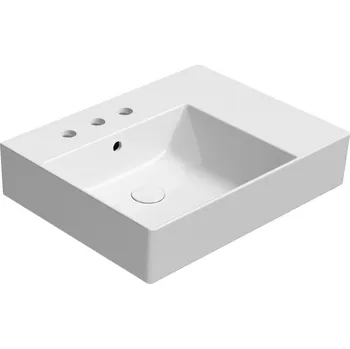 Umyvadlo KUBE X keramické umyvadlo 60x47cm, s odkládací plochou vpravo, 3 otvory, bílá ExtraGlaze