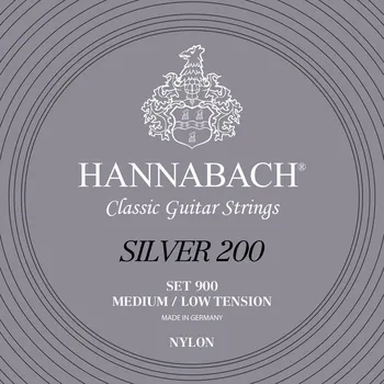 Struna pro kytaru a smyčcový nástroj Hannabach Struny pro klasickou kytaru série 900 Medium/Low Tension Silver 200Sada medium low 900MLT 5906