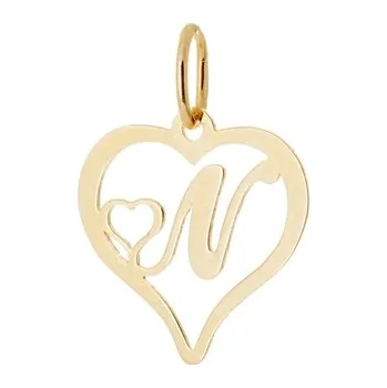 Přívěsek Přívěšek srdce s písmenem N ze žlutého zlata ZZ0486F