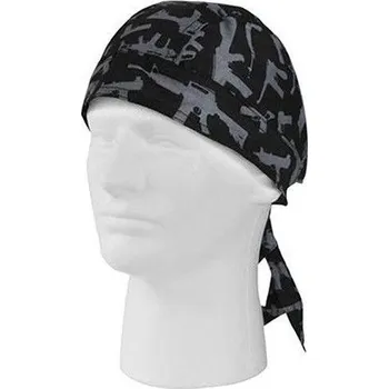 Šátek Šátek HEADWRAP GUN PATTERN ČERNÁ