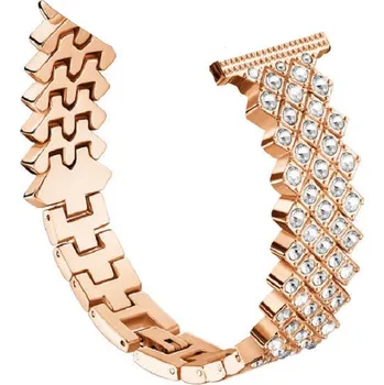 Řemínek na hodinky Lige Lesklý kovový řemínek s kamínky šířka 22mm / rose gold / 660988