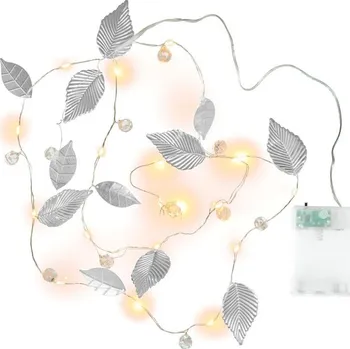Dekorativní svítidlo Osvětlení perly a stříbrné listy, 20 LED, teplá bílá, 2 kusy