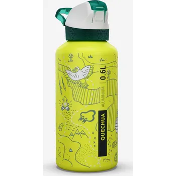 Láhev QUECHUA Dětská turistická hliníková láhev s pítkem a okamžitým otevíráním 500 0,6 l ZELENÁ|ŽLUTÁ