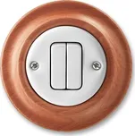 ABB DECENTO Přepínač střídavý dvojitý, bezšroubové svorky, řazení 6+6, bílá/třešeň