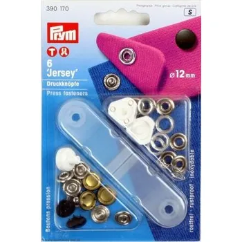 Knoflík Knoflík stiskací JERSEY s aplikátorem - PRYM varianta černý nikl průměr 12 mm