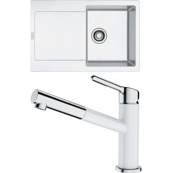 Granitový dřez Set Franke G193 (dřez MRG 611 Bílá-led + baterie FC 3055.094 ORBIT Chrom/Bílá-led) 114.0650.617