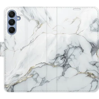 Pouzdro na mobilní telefon Flipové pouzdro iSaprio - SilverMarble 15 - Samsung Galaxy A25 5G