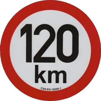 Samolepicí dekorace na vozidlo Samolepka konstrukční rychlosti 120 km, reflexní, průměr 20 cm, s normou ČSN EN 12899-1