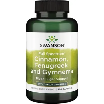 Swanson Full Spectrum Cinnamon, Fenugreek and Gymnema (skořice, pískavice řecké seno, gymnéma), 120 kapslí Doplněk stravy