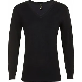 Dámský svetr Sol's Přiléhavý dámský pletený svetr Glory s výstřihem do véčka Barva: Černá, Velikost: L L01711