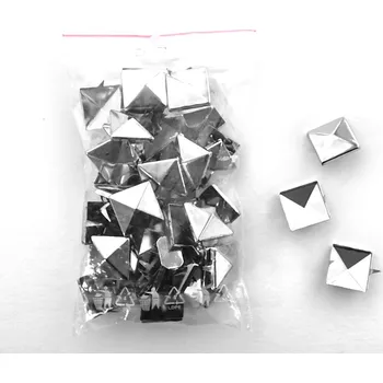 Cvoček na textil, pyramida, 12 x 12 mm, platina barva, 1ks