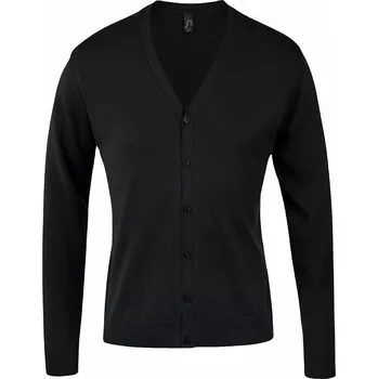 Pánský svetr Sol's Pánský pletený kardigan s kříženým výstřihem do véčka Barva: Černá, Velikost: 3XL L418