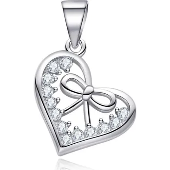 Přívěsek Stříbrný přívěsek srdce s mašličkou
