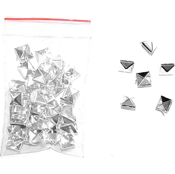 Cvoček na textil, pyramida, 10 x 10 mm, stříbrná barva, 1ks