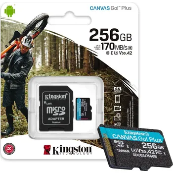Paměťová karta Paměťová karta microSD Kingston Canvas Go Plus 256GB 170/90MB/s adaptér