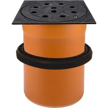 Kanalizační potrubí Osma RV RVTEL teleskop s litinovým poklopem a manžetou, DN315, B125-12,5t, s odvětráním, PP/PVC, oranžová