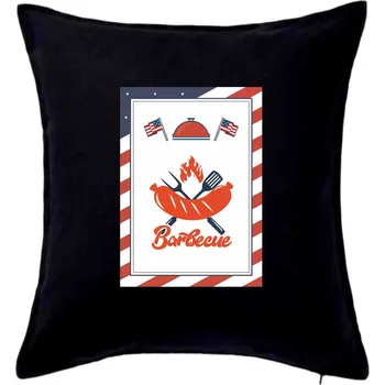 Polštář USA BBQ POSTER - Polštář 50x50 - 50x50 - Pouze potah ( Černá )