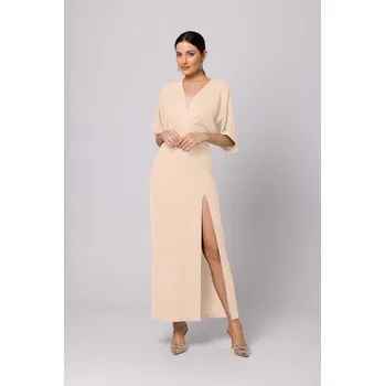 Dámské šaty Kimonové maxišaty Makover K163 béžové EU velikost: S