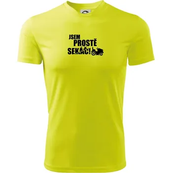 Jsem prostě sekáč - sekačka - Dětské triko sportovní (dresovina) - 146 cm/10 let ( Neonově žlutá )