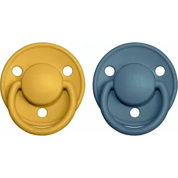 BIBS De Lux dudlíky z přírodního kaučuku 2ks velikost 2 (6-18měsíců) Mustard/Petrol