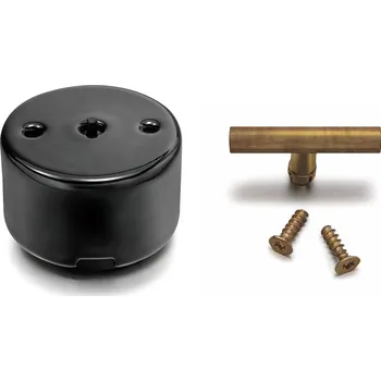 vypínač FONTINI by Font Barcelona Porcelánový vypínač DO černý/klička stařená mosaz Řazení vypínačů: Vypínač č. 6 – schodišťový - pro ovládání ze 2 míst 33 308 27 26