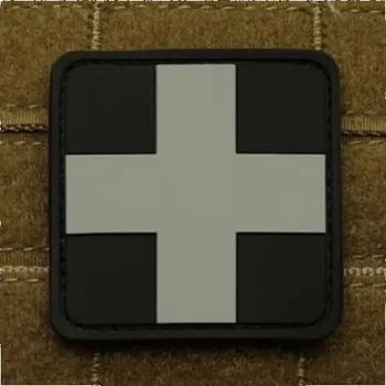 Nášivka Nášivka KŘÍŽ MEDIC plast velcro ČERNÁ/ŠEDÁ