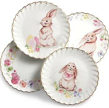 Talíř Dezertní talířky s lesklým zlatým dekorem 4 ks