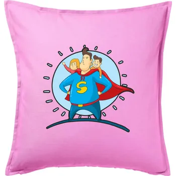 Polštář Táta superman - holka a kluk - Polštář 50x50 - 50x50 - Pouze potah ( Růžová )