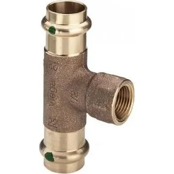 Stavebniny Viega SANPRESS 2217.2 T-kus 35x1/2"x35mm, s vnitřním závitem, lisovací, voda, červený bronz