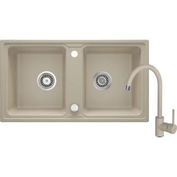 Granitový dřez Deante Zorba dřezy s baterií písková/písková ZQZA7203