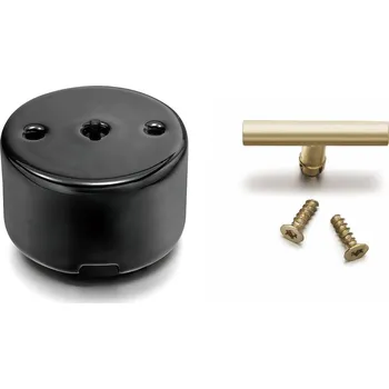 vypínač FONTINI by Font Barcelona Porcelánový vypínač DO černý/klička mosaz Řazení vypínačů: Vypínač č. 6 – schodišťový - pro ovládání ze 2 míst 33 308 27 26