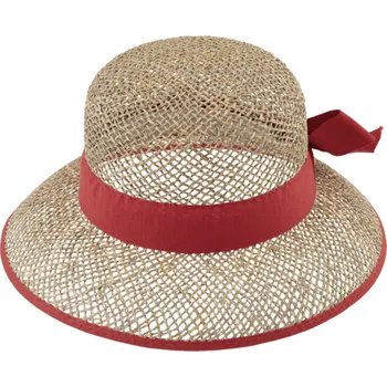 Klobouk Fiebig - Headwear since 1903 Slaměný malý cloche s červenou stuhou - Fiebig Velikost: 59 cm (L)