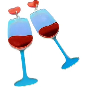 Náušnice Náušnice Sklenička vína - červené-II