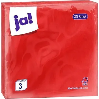 Papírový ubrousek Ja! Servietten Rot 30ks 33x33cm