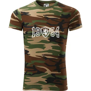 Pánské tričko Narozeninový motiv - znak - 1954 - Army CAMOUFLAGE - L ( Hnědý maskáč )