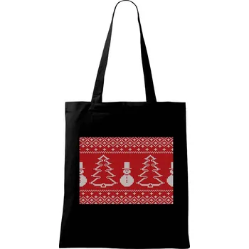 Svetr sněhulák se stromem - Taška bavlněná - 42 x 38 cm ( Černá )