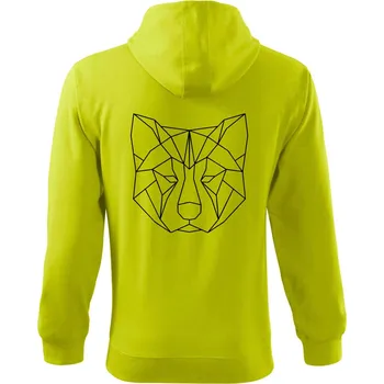 Pánská mikina Akita Inu - Geometrie - Mikina s kapucí na zip trendy zipper - 3XL ( Limetková )